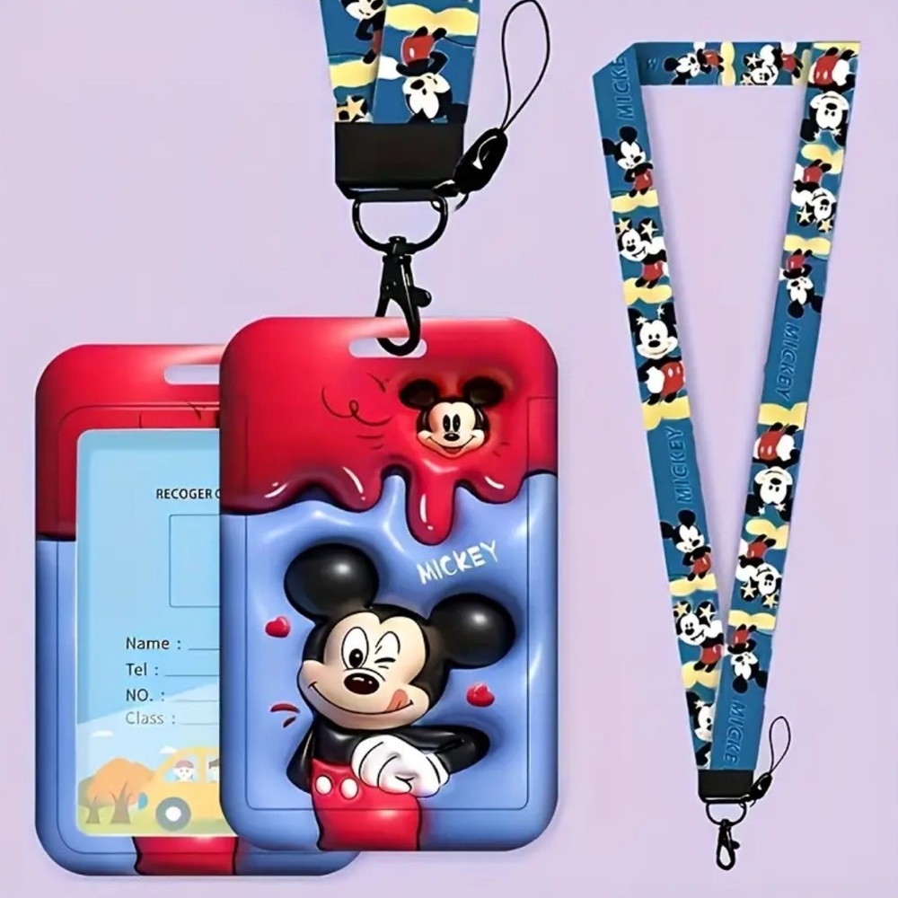 Mickey Mouse Red and Blue Lanyard ID Holder